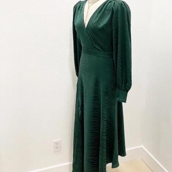 NWT SILK EMERALD GREEN Ronny kobo designer dress - Picture 5 of 8